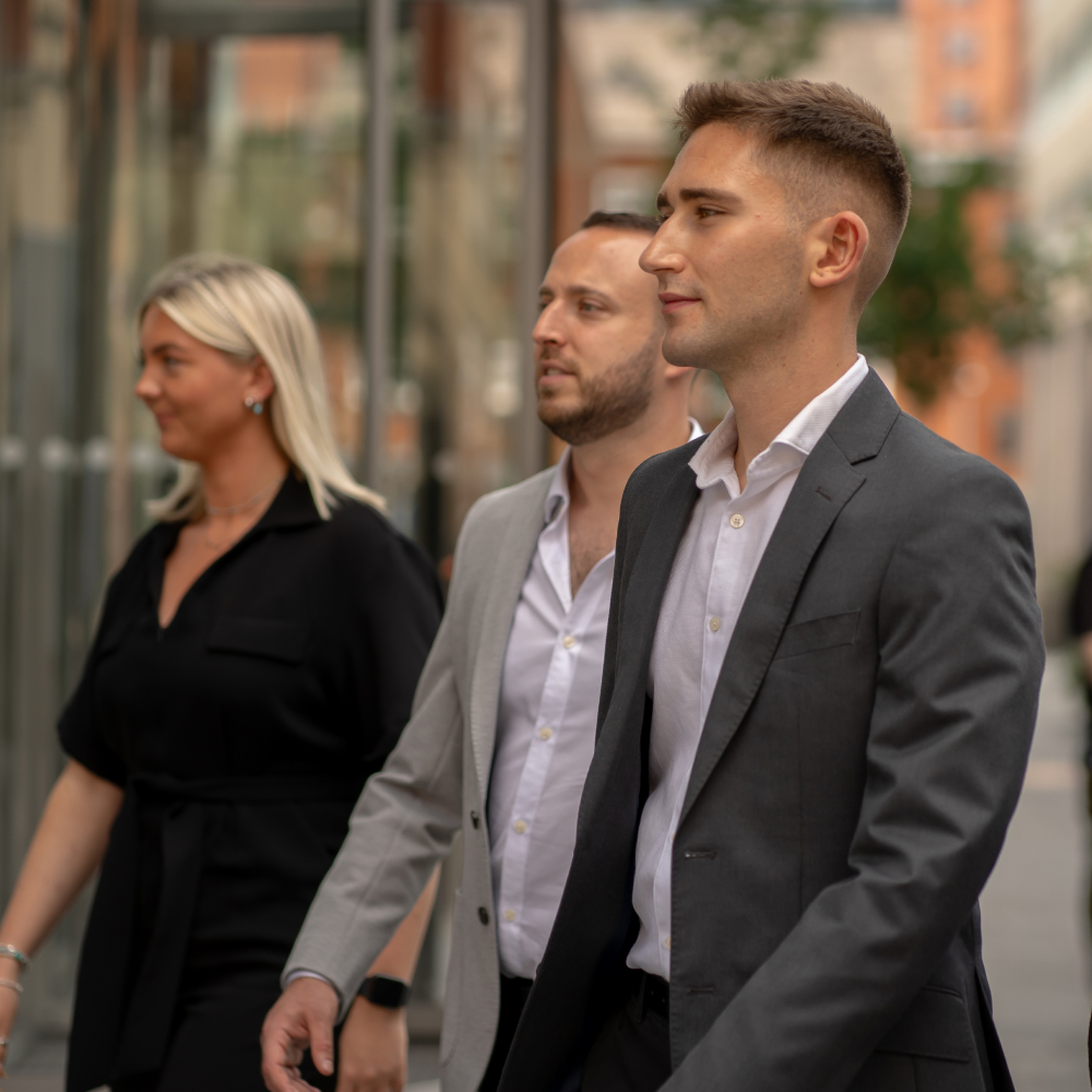 WRS team walking into office building